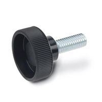 Knurled, Straight Knob M10 Shaft with No Indicator Plastic Black Knurled, Straight Knob M10 Shaft with No Indicator Plastic Black