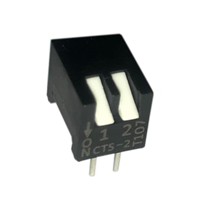 Dip Switch SPST 2 Position Through Hole, Right Angle Piano Actuator 50mA 24VDC Dip Switch SPST 2 Position Through Hole, Right Angle Piano Actuator 50mA 24VDC