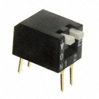 Dip Switch SPST 2 Position Through Hole, Right Angle Piano Actuator 25mA 24VDC Dip Switch SPST 2 Position Through Hole, Right Angle Piano Actuator 25mA 24VDC