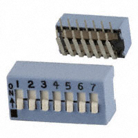 Dip Switch SPST 7 Position Through Hole, Right Angle Slide (Standard) Actuator 50mA 24VDC Dip Switch SPST 7 Position Through Hole, Right Angle Slide (Standard) Actuator 50mA 24VDC