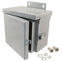 Box Metal, Steel Gray Hinged Door, Lid 6.000" L x 4.000" W (152.40mm x 101.60mm) X 6.000" (152.40mm) Box Metal, Steel Gray Hinged Door, Lid 6.000" L x 4.000" W (152.40mm x 101.60mm) X 6.000" (152.40mm)
