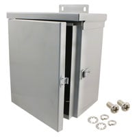 Box Metal, Steel Gray Hinged Door, Lid 8.000" L x 6.000" W (203.20mm x 152.40mm) X 10.000" (254.00mm) Box Metal, Steel Gray Hinged Door, Lid 8.000" L x 6.000" W (203.20mm x 152.40mm) X 10.000" (254.00mm)