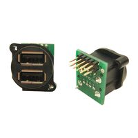 USB-A (USB TYPE-A), Stacked USB 2.0 Receptacle Connector 8 Position Panel Mount, Through Hole