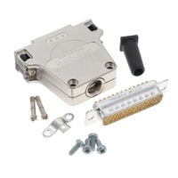 25 Position Two Piece Backshell Connector Silver 180° Shielded