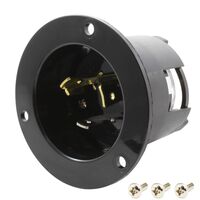 Power Connector Receptacle, Male Blades NEMA L5-20P Panel Mount, Flange