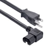 8.00' (2.44m) Power Cord Black NEMA 5-15P To IEC 320-C15, Right Angle SJT