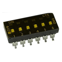Dip Switch SPST 6 Position Surface Mount Slide (Standard) Actuator 100mA 20VDC