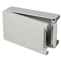Box Metal, Aluminum Gray Hinged Door, Lid 11.772" L x 6.811" W (299.00mm x 173.00mm) X 3.543" (90.00mm)