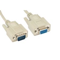 D-Sub, kabelmodul DB9 Beige 10,00' (3,05m) Plugg, Hannpinner til Stikkontakt, Hunnkontakter Skjermet