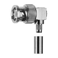 BNC Connector Plug, Male Pin 75 Ohms Free Hanging (In-Line), Right Angle Crimp