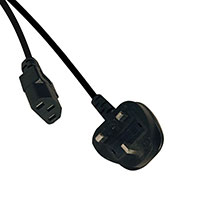6.00' (1.83m) Power Cord Black BS1363A To IEC 320-C13 H05VV-F3G1.0