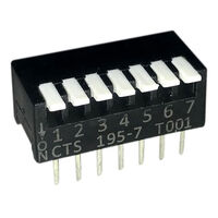 Dip Switch SPST 7 Position Through Hole, Right Angle Piano Actuator 50mA 24VDC