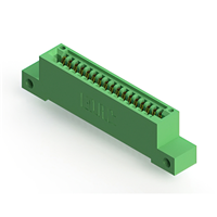 17 Position Female Connector Non Specified - Single Edge Gold 0.100" (2.54mm) Green