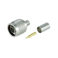 N Type Connector Plug, Male Pin 50 Ohms Free Hanging (In-Line) Crimp