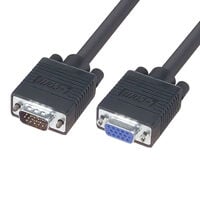 D-Sub Cable Assembly HD15 Black 20.00' (6.10m) Receptacle, Female Sockets to Plug, Male Pins Shielded