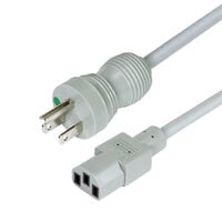 10.00' (3.05m) Power Cord Gray NEMA 5-15P To IEC 320-C13 SJT