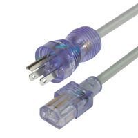 10.00' (3.05m) Power Cord Gray NEMA 5-15P To IEC 320-C13 SJT