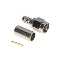 SMA Connector Plug, Male Pin 50 Ohms Free Hanging (In-Line) Solder