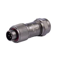 4 Position Circular Connector Plug, Male Pins Solder