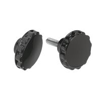 槽型 旋鈕 0.310" (7.87mm) 軸搭配 無指示器 苯酚 黑色