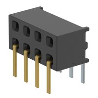 8 位置 插座 连接器 0.079"（2.00mm） 通孔，直角 镀金