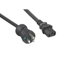 3.00' (914.4mm) Power Cord Black NEMA 5-15P To IEC 320-C13 SJT
