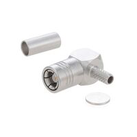 SMB Connector Plug, Female Socket 50 Ohms Free Hanging (In-Line), Right Angle Solder