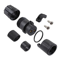 8 (6 + 2 Alimentação) Conector circular com posição Plugue, soquetes fêmeas Copo de solda