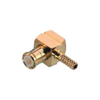 MCX Connector Plug, Male Pin 50 Ohms Free Hanging (In-Line), Right Angle Crimp