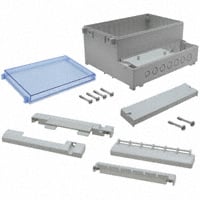 盒 塑料，ABS/聚碳酸酯 灰色，蓝色外盖/门 铰链式门，盖 10.118" 长 x 5.217" 宽（257.00mm x 132.50mm） X 8.543"（217.00mm）