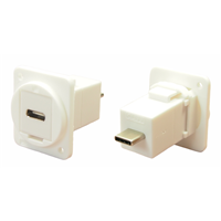 Adapter Connector USB-C (USB TYPE-C), Plug To USB-C (USB TYPE-C), Receptacle Panel Mount, Flange