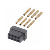 8 Position Rectangular Receptacle Connector Crimp Gold 22 AWG