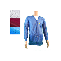 Polyester Smock, Jacket Length with Cuffs XLarge Light Blue ESD Safe, Pockets