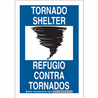 Aluminum Black and White Legend, Blue Background Tornado Shelter/Refugio Contra Tornados