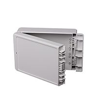 Box Plastic, Polycarbonate (PC) Gray Hinged Door, Lid 7.520" L x 4.921" W (191.00mm x 125.00mm) X 3.543" (90.00mm)