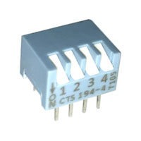 Dip Switch SPST 4 Position Through Hole, Right Angle Piano Actuator 50mA 24VDC