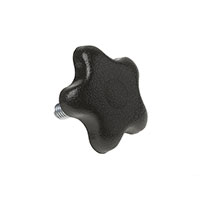 5 Arm Knob 3/8"-16 Stud Shaft with No Indicator Plastic Black