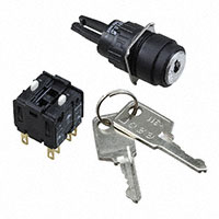 Keylock Switch 3 Position 4PST-2NO/2NC 5A (AC) 250 V AC DC Panel Mount