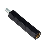 Hex Standoff Threaded M4 Nylon, Brass Insert, Steel Stud 1.378" (35.00mm) Black