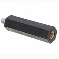 六角形隔離柱 螺紋型 M5 尼龍 1.772" (45.00mm) 黑色