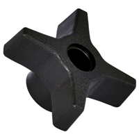 4 臂 旋钮 5/16"-18 轴，带有 无指示灯 尼龙 黑色