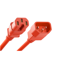 6.00' (1.83m) Power Cord Red IEC 320-C14 To IEC 320-C15 SJT