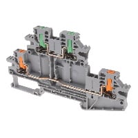 Terminal Block Connector 4 Position Feed Through Gray, Orange 12-26 AWG