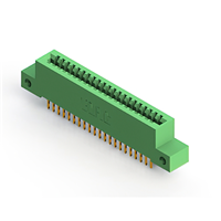 21 Position Female Connector Non Specified - Single Edge Gold 0.100" (2.54mm) Green