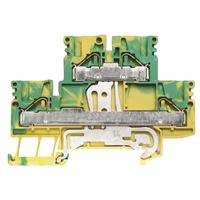 Rekkeklemme-kontakt 4 Posisjoner Jord, Jord Grønn, Gul 10-26 AWG