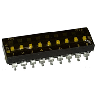 Dip Switch SPST 9 Position Surface Mount Slide (Standard) Actuator 100mA 20VDC
