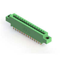 14 Position Female Connector Non Specified - Single Edge Gold 0.156" (3.96mm) Green