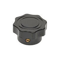 Fluted Knob 0.250" (6.35mm) Shaft with No Indicator Plastic Black