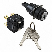 Keylock Switch 3 Position 4PST-2NO/2NC 5A (AC) 250 V AC DC Panel Mount