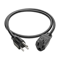 3.00' (914.4mm) Power Cord Black NEMA 5-15P To NEMA 5-15R SJT